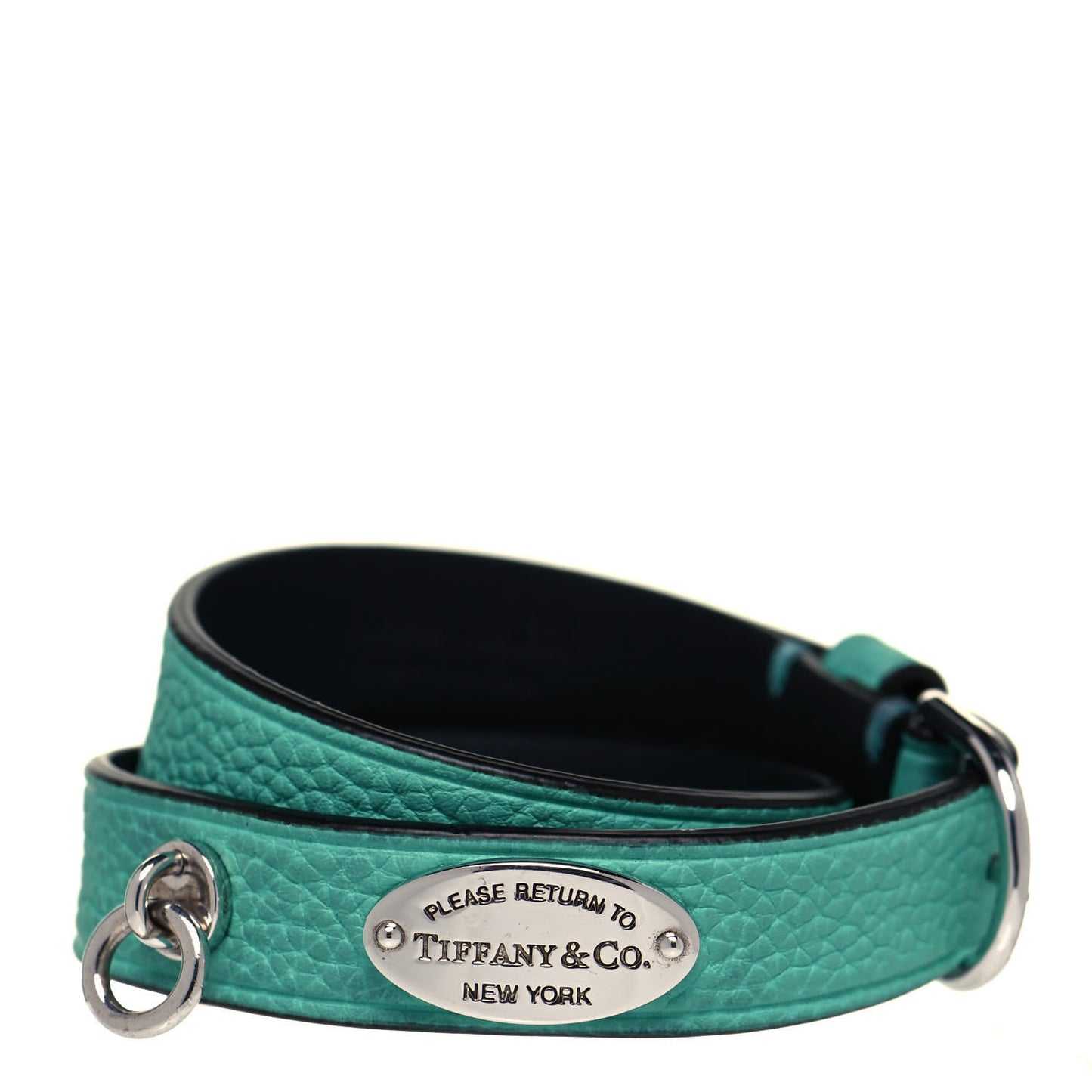 Sterling Silver Leather Return to Tiffany Double Wrap Bracelet Blue