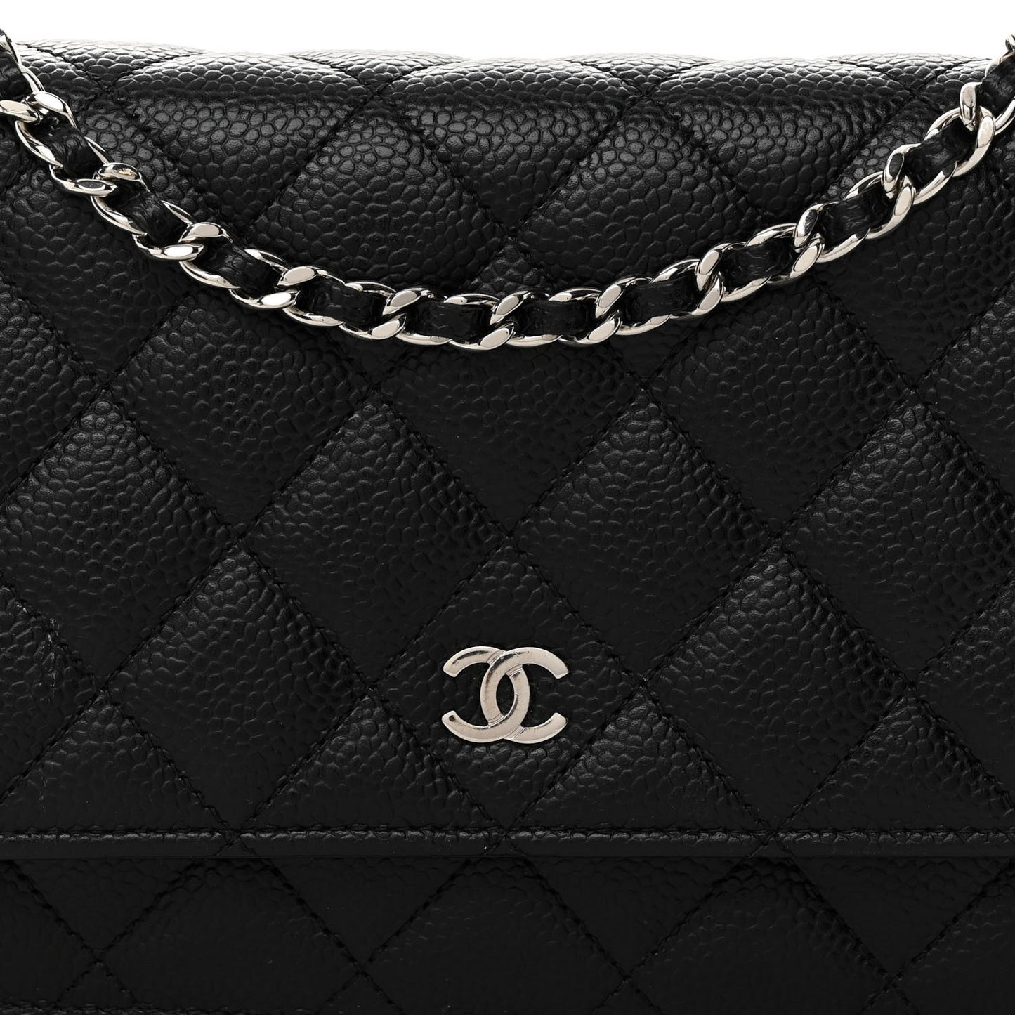 Caviar Quilted Wallet on Chain WOC Black