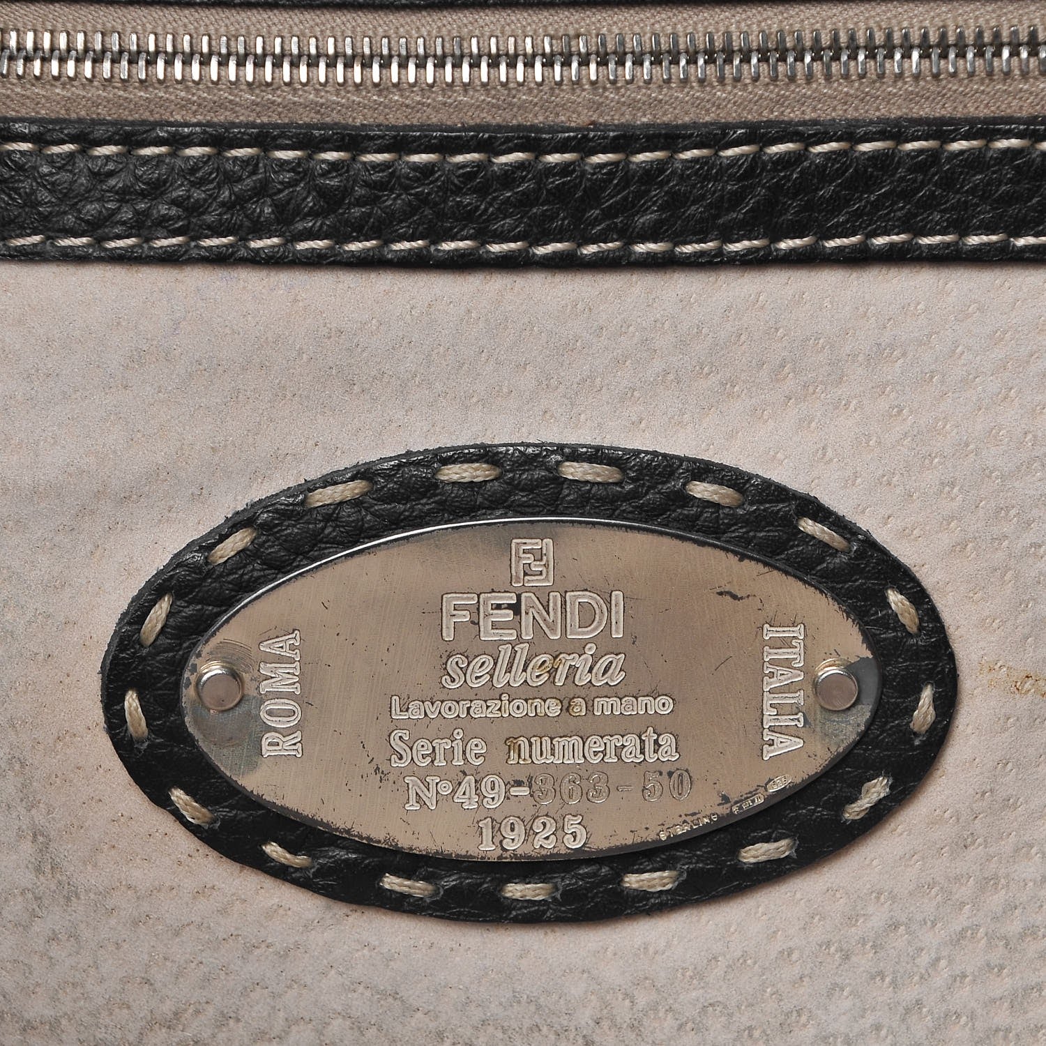 Fendi Calfskin Romano Selleria Satchel Black 5 of 13