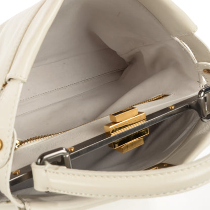 Fendi Vitello Calfskin Medium Peekaboo Iconic Satchel Milk White 5 of 9
