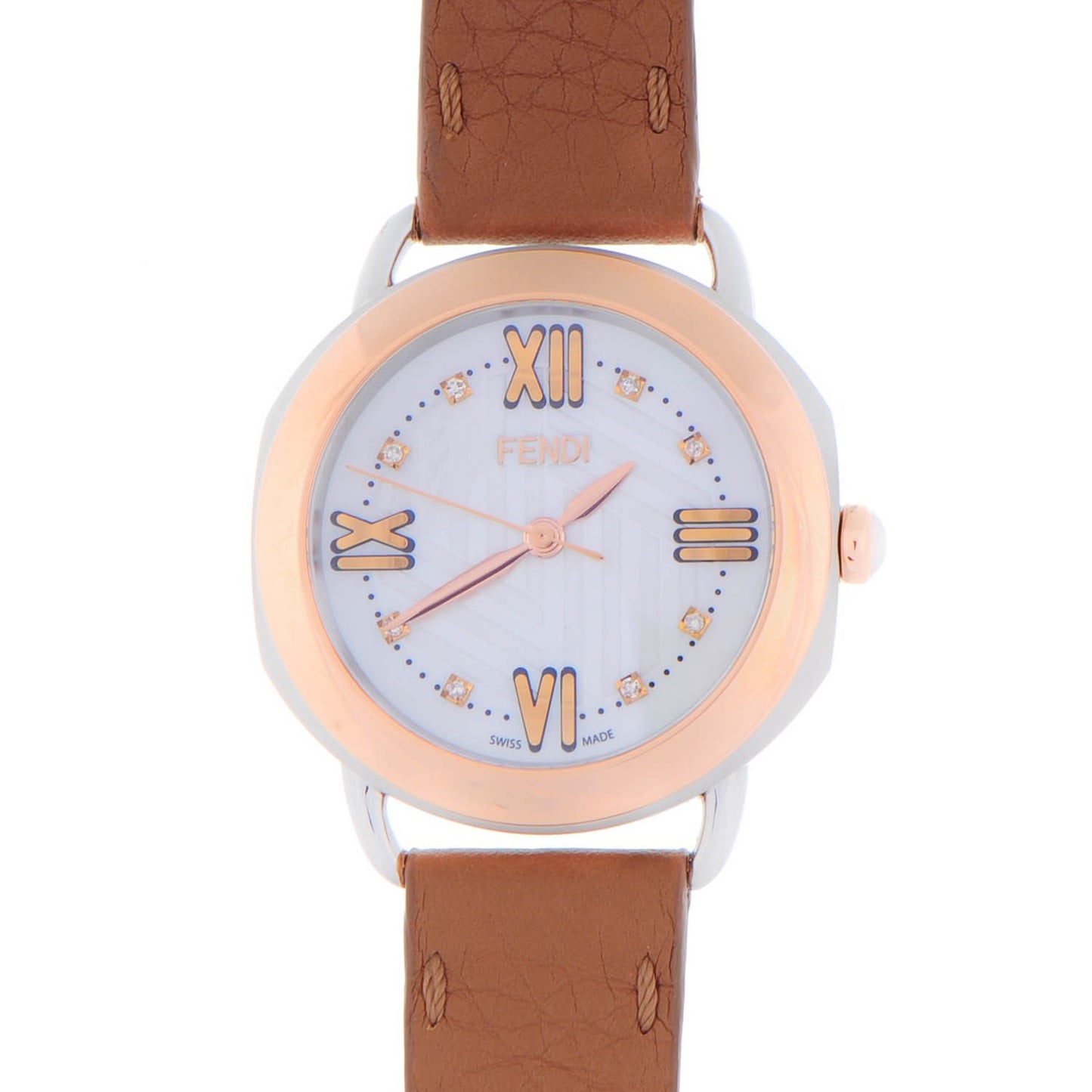 Stainless Steel Calfskin Diamond Mother of Pearl 36mm Selleria Quartz Watch