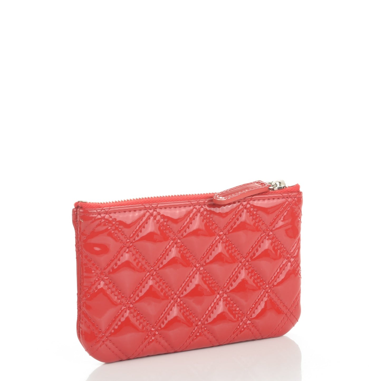 Patent Quilted Small Cosmetic Case Red