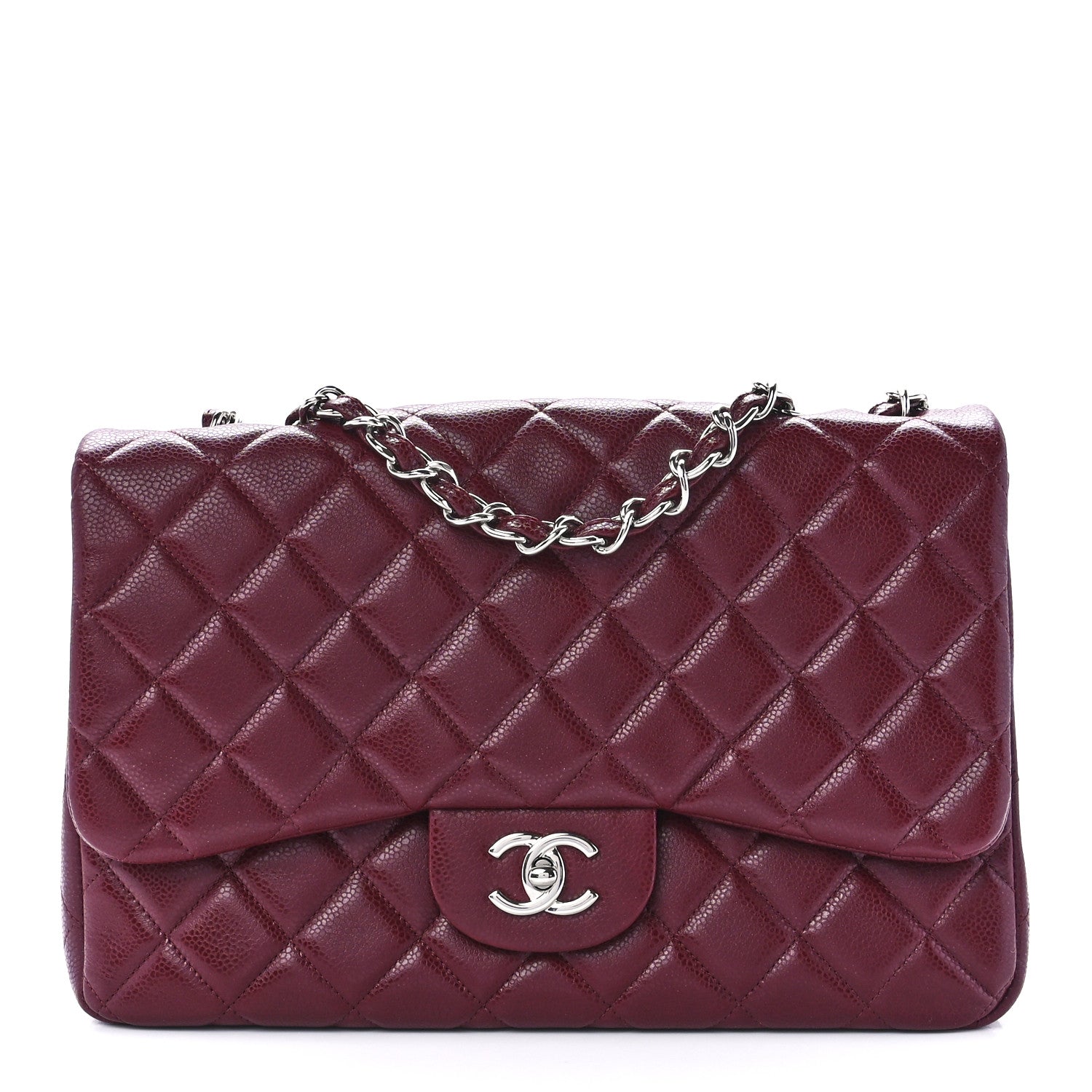 Chanel Caviar Quilted Jumbo Single Flap Dark Red 1 of 12