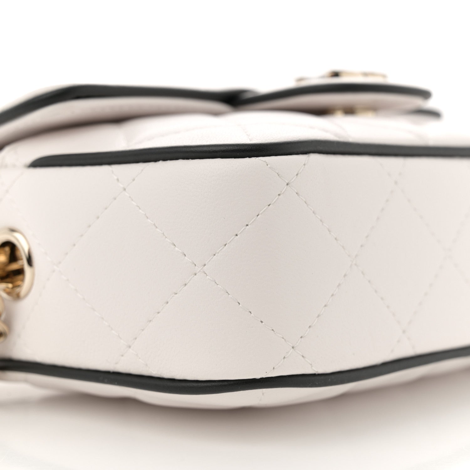 Chanel Lambskin Resin Quilted Chain Camera Bag White Black 1727448