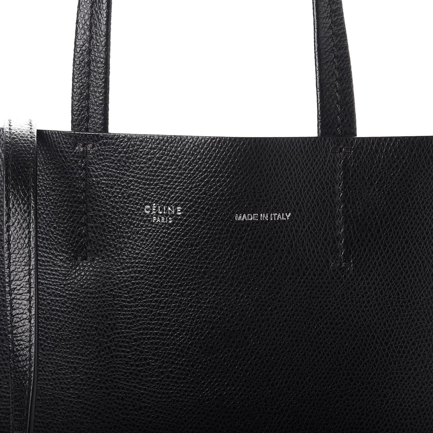 Grained Calfskin Small Vertical Cabas Black