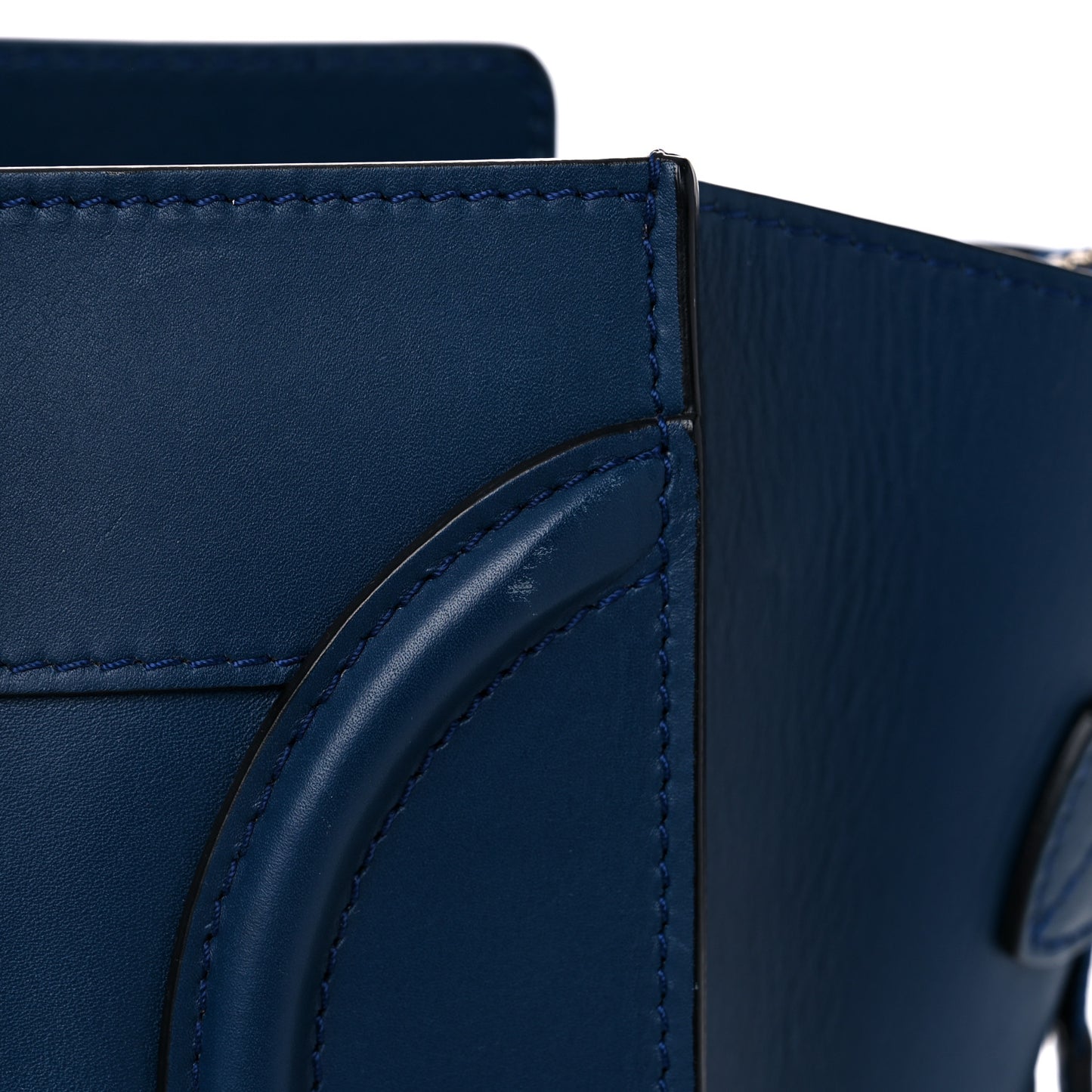 Smooth Calfskin Mini Bi-Color Luggage Ocean Blue
