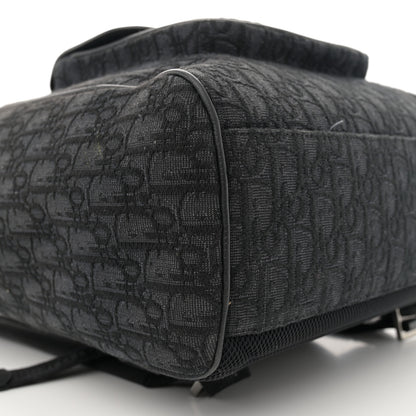 Christian Dior Oblique Jacquard Grained Calfskin Saddle Backpack With Flap Black 8 of 12