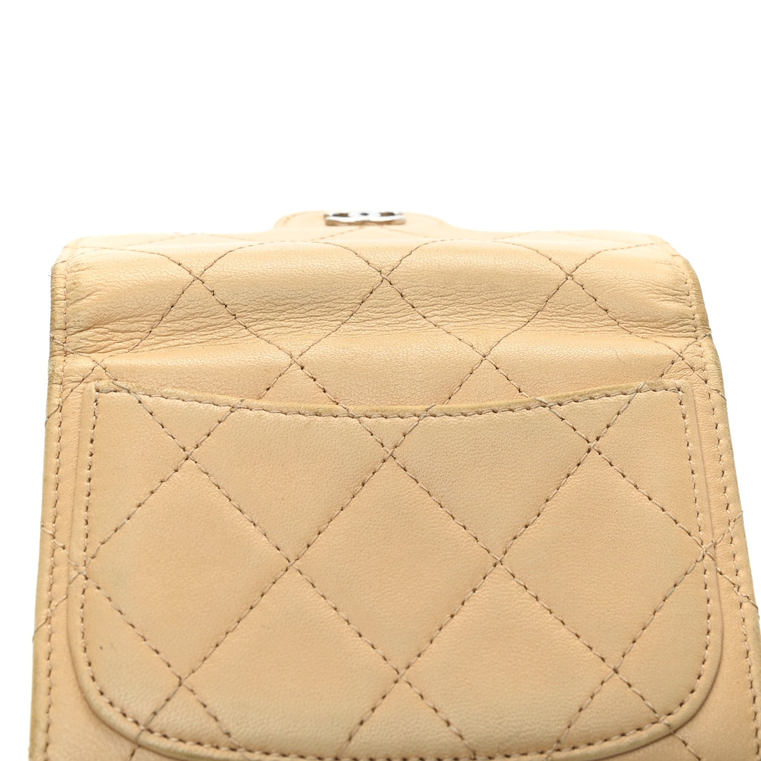 Chanel Lambskin Quilted Flap Card Holder Wallet Beige 10 of 12