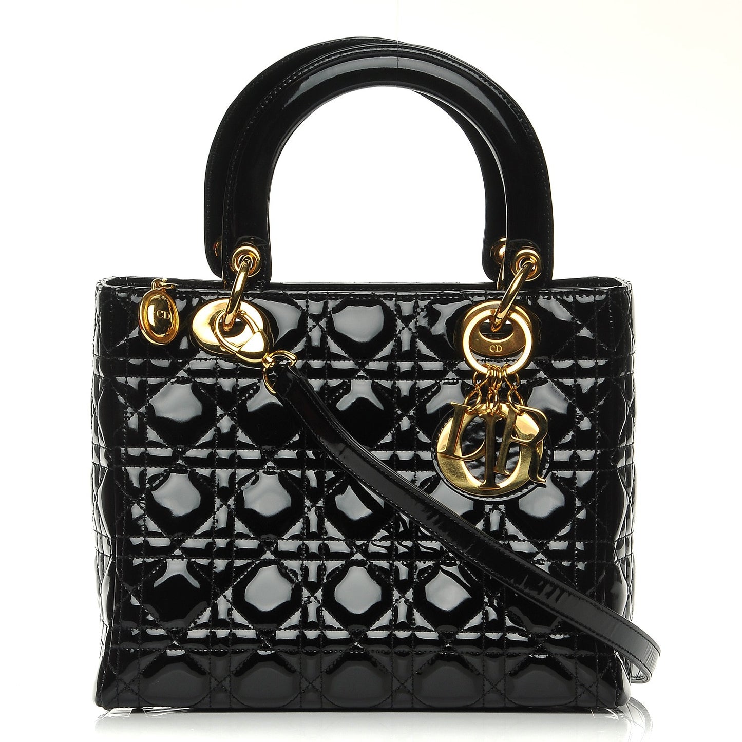 Patent Cannage Medium Lady Dior Black