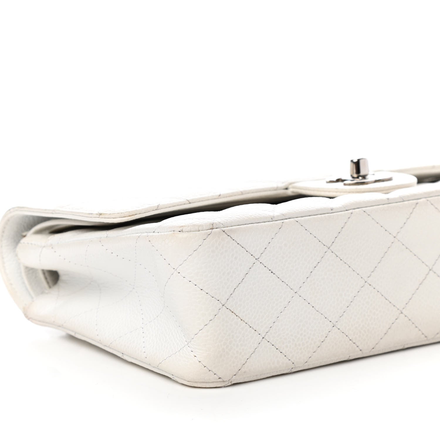 Chanel Caviar Quilted Medium Double Flap Bijoux Chain White 9 of 10