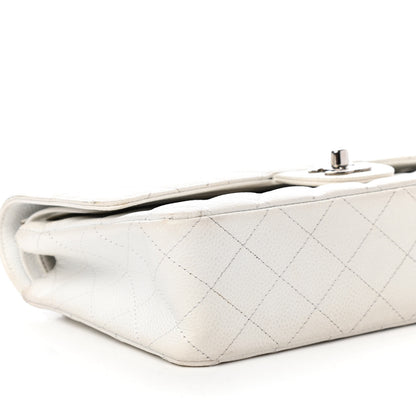 Chanel Caviar Quilted Medium Double Flap Bijoux Chain White 9 of 10