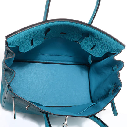 Hermes Taurillon Clemence Birkin 30 Turquoise 11 of 17