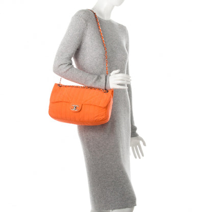 Chanel Nylon Vertical Quilted Jumbo Flap Orange 3 of 8