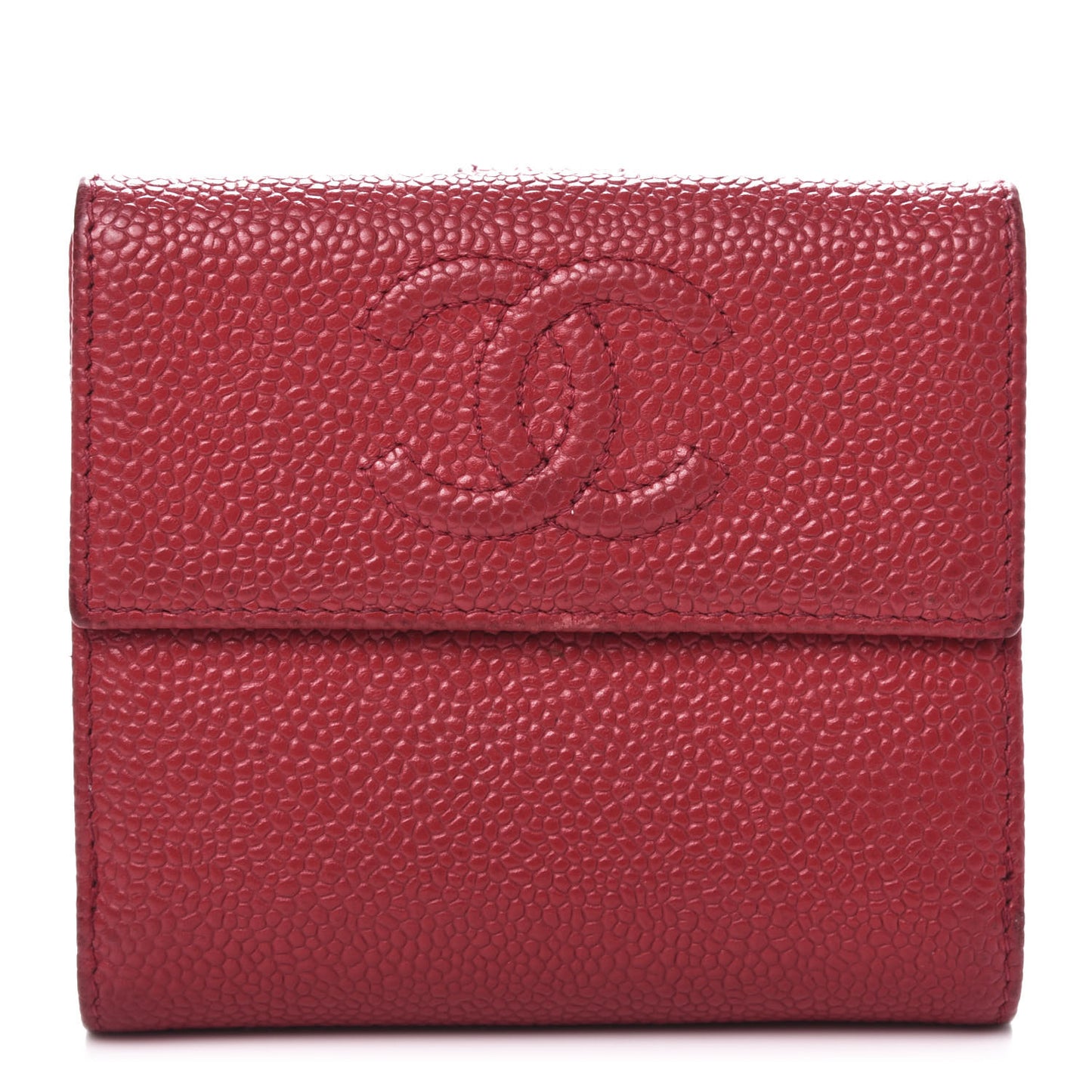 Caviar Timeless CC Compact French Wallet Red