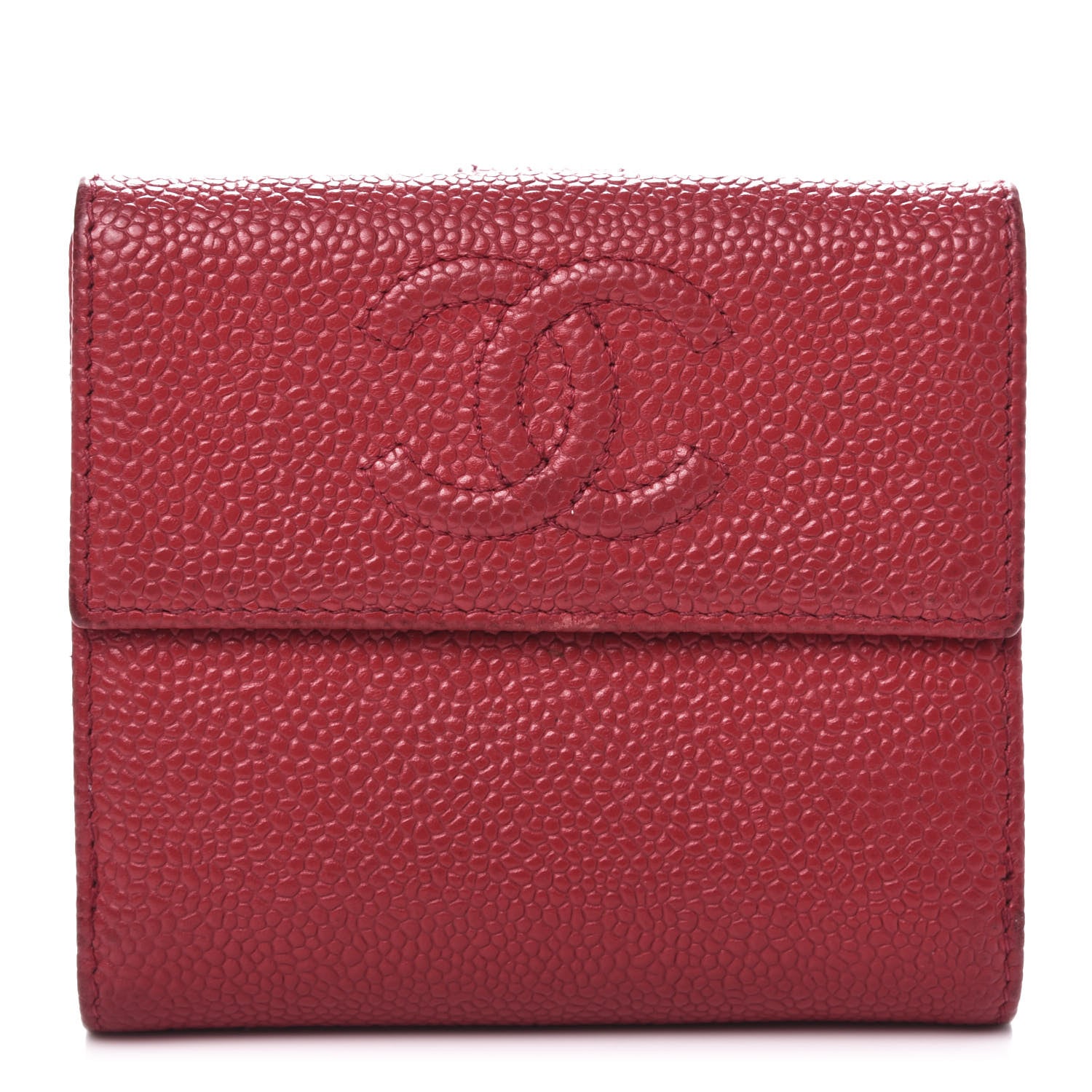 Chanel Caviar Timeless CC Compact French Wallet Red 1 of 15