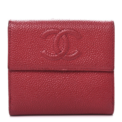 Chanel Caviar Timeless CC Compact French Wallet Red 1 of 15