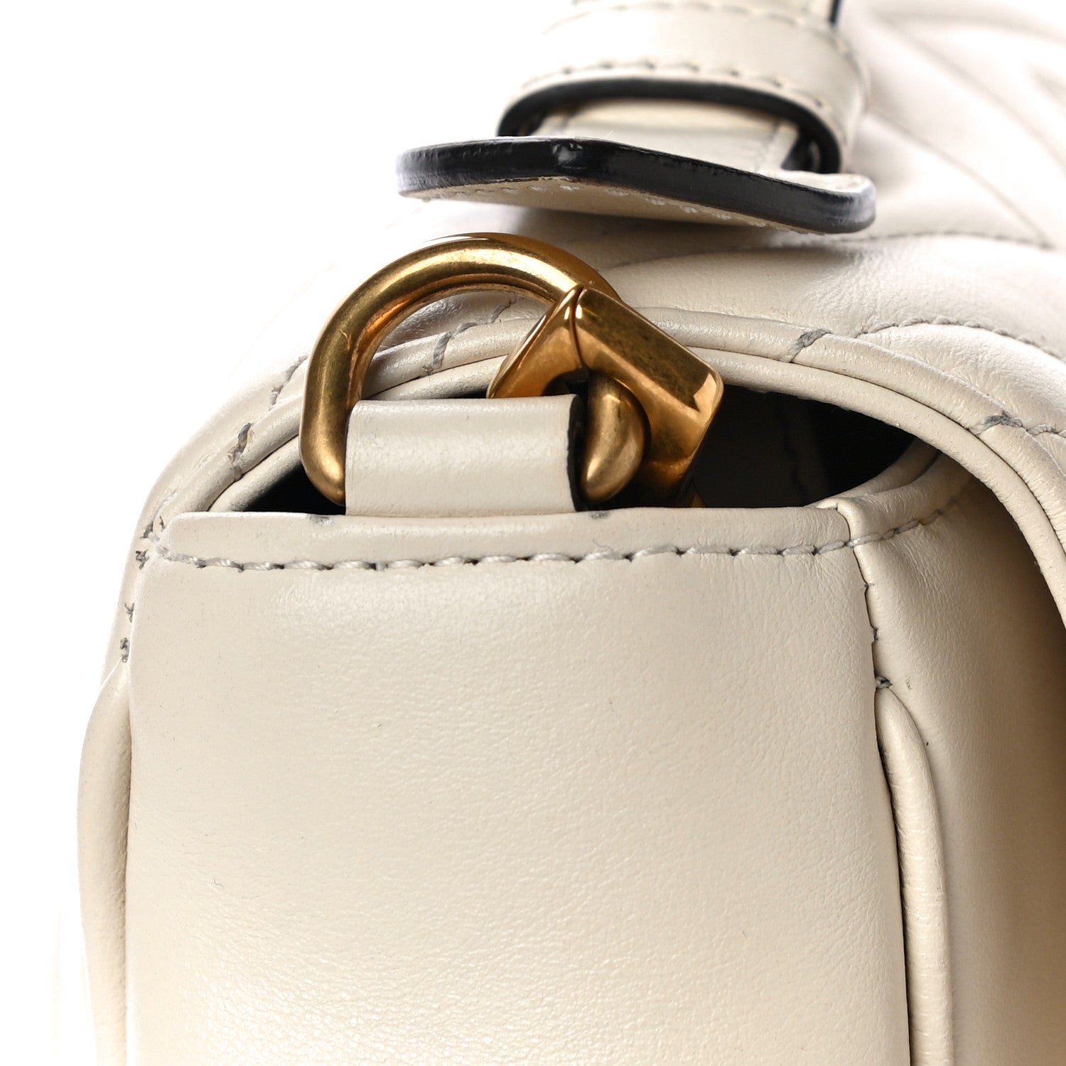 Gucci Calfskin Matelasse Small GG Marmont Top Handle Shoulder Bag White 16 of 19