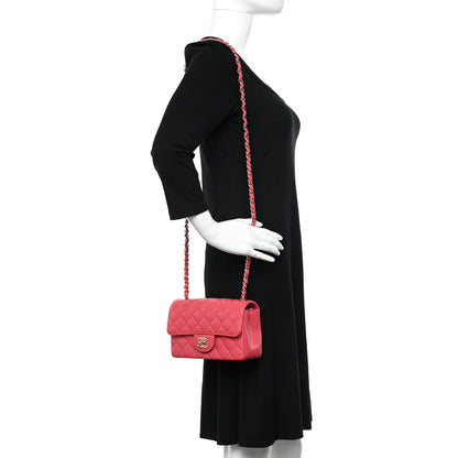 Chanel Caviar Quilted Mini Rectangular Flap Dark Pink 2 of 12