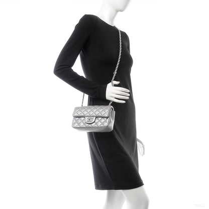 Chanel Metallic Lambskin Quilted Mini Rectangular Flap Silver 2 of 13