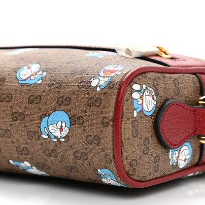 Gucci X DORAEMON Mini Vintage GG Supreme Monogram Camera Bag Beige Cherry Red 10 of 11