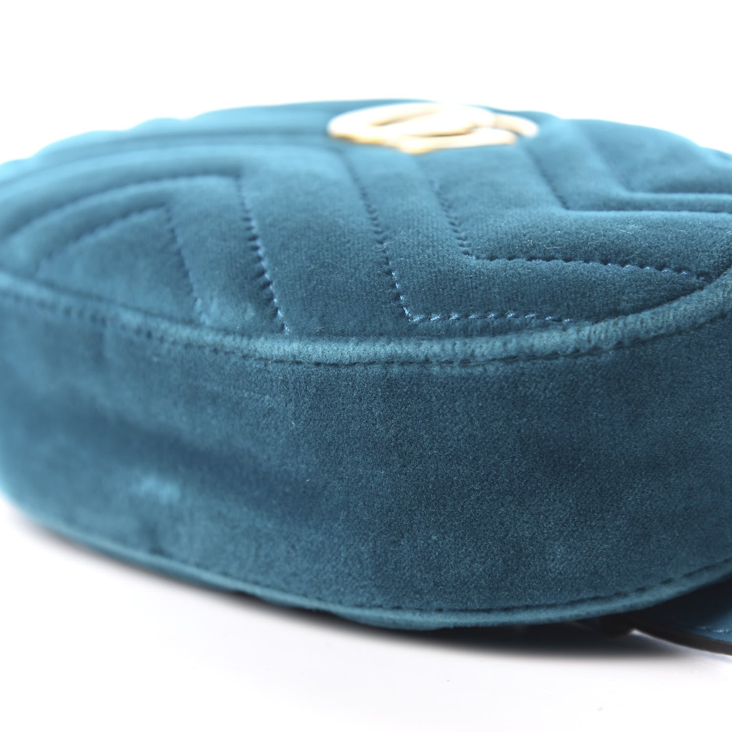 Gucci Velvet Matelasse GG Marmont Belt Bag 85 34 Pavone Cyan 7 of 10