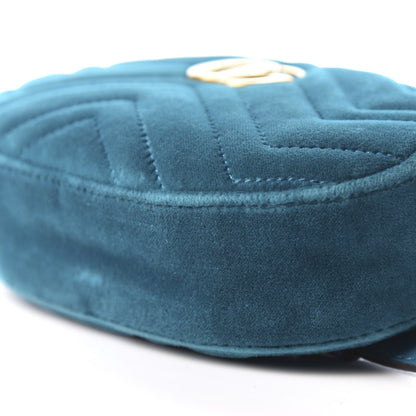 Gucci Velvet Matelasse GG Marmont Belt Bag 85 34 Pavone Cyan 7 of 10