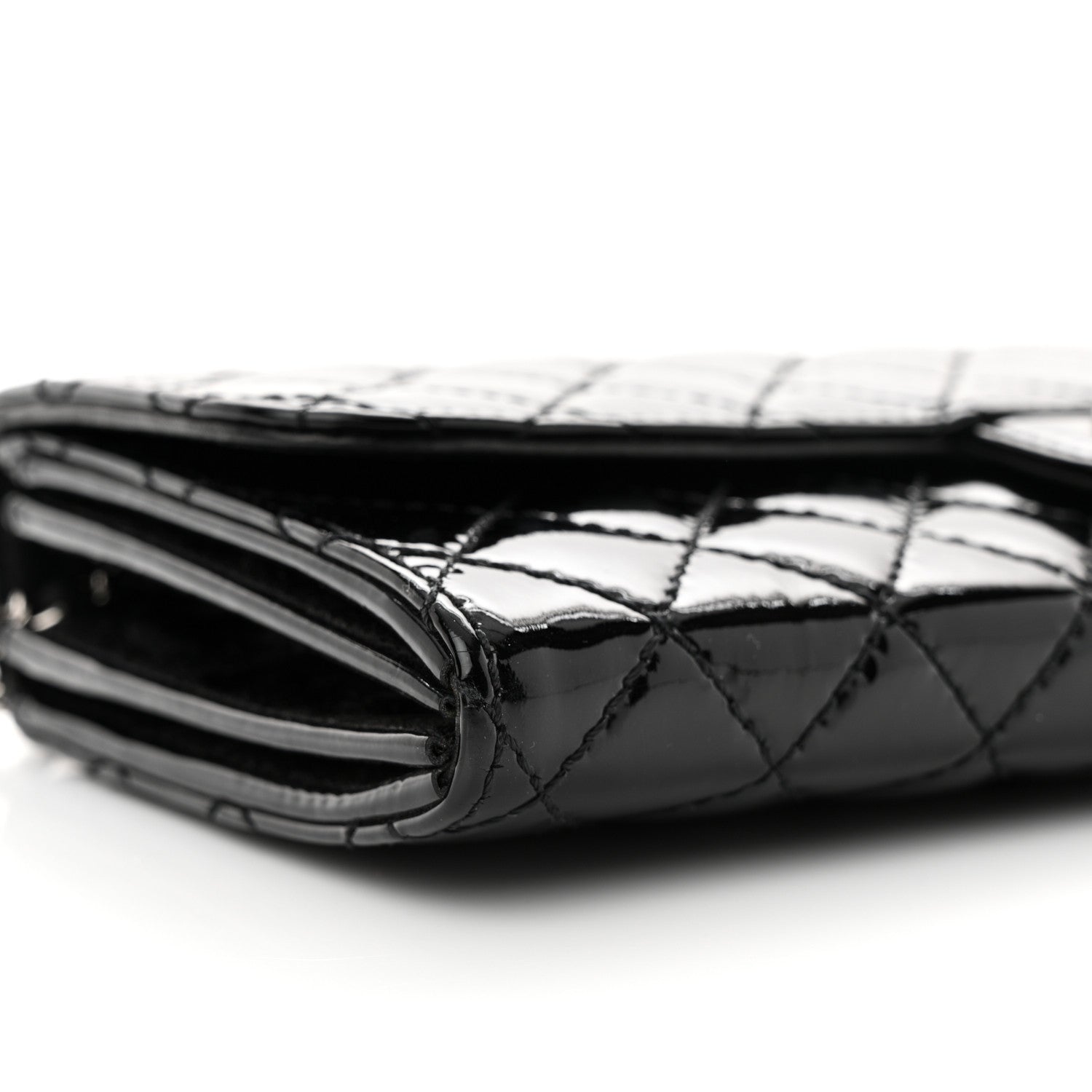 Chanel Patent Calfskin Quilted Flap Clutch With Chain Black 9 of 11