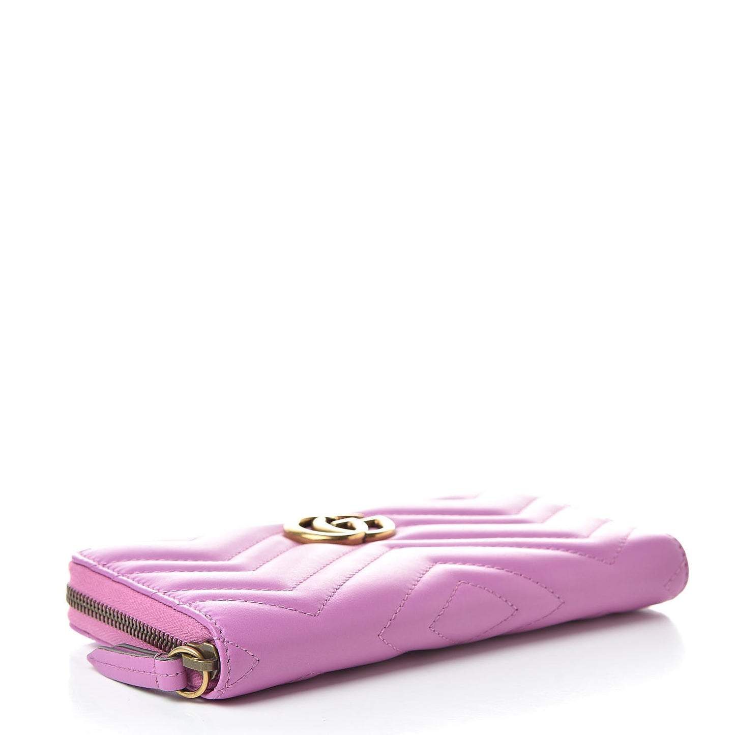 Calfskin Matelasse GG Marmont Zip Around Wallet Candy Mousse