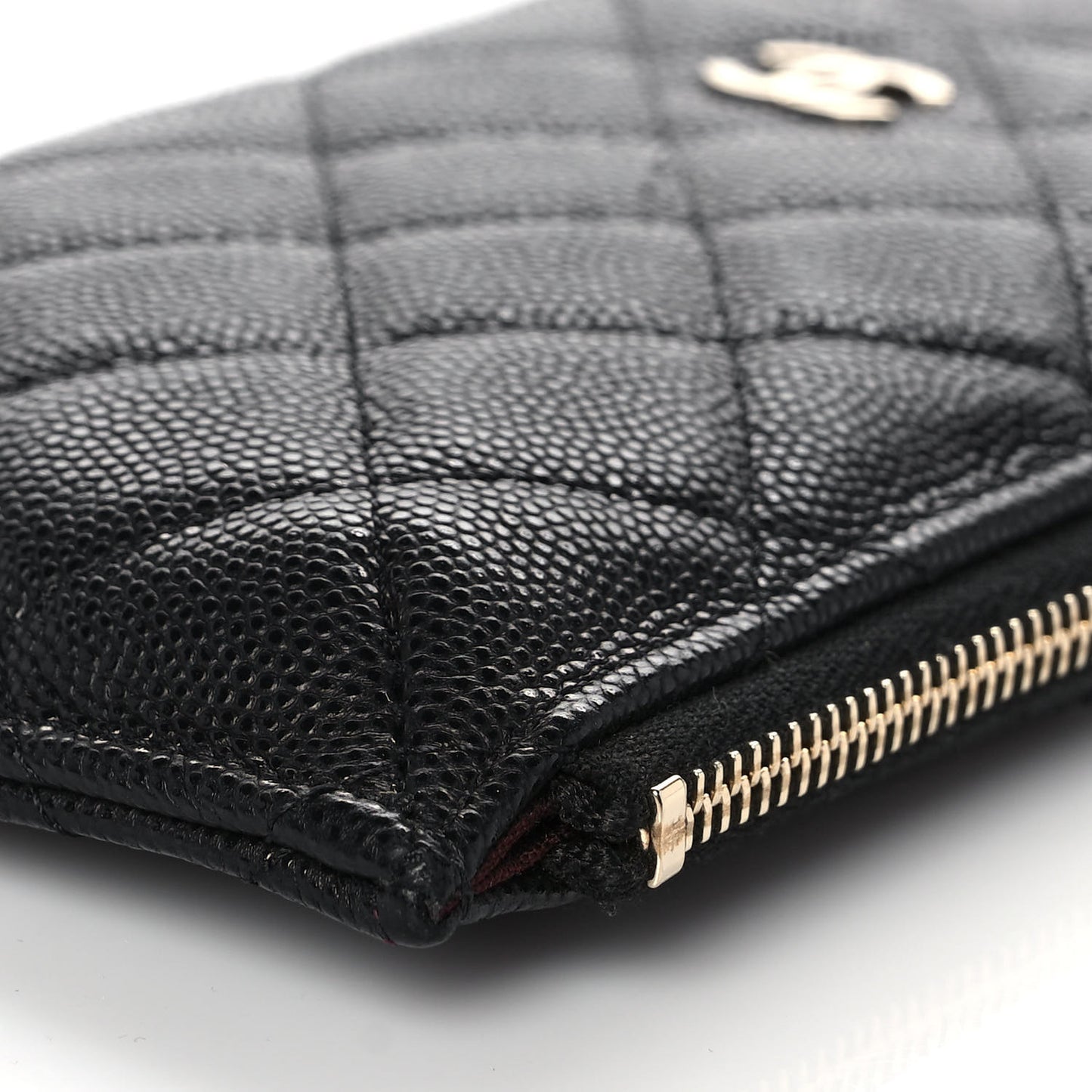 Caviar Quilted Classic Flat Wallet Pouch Black