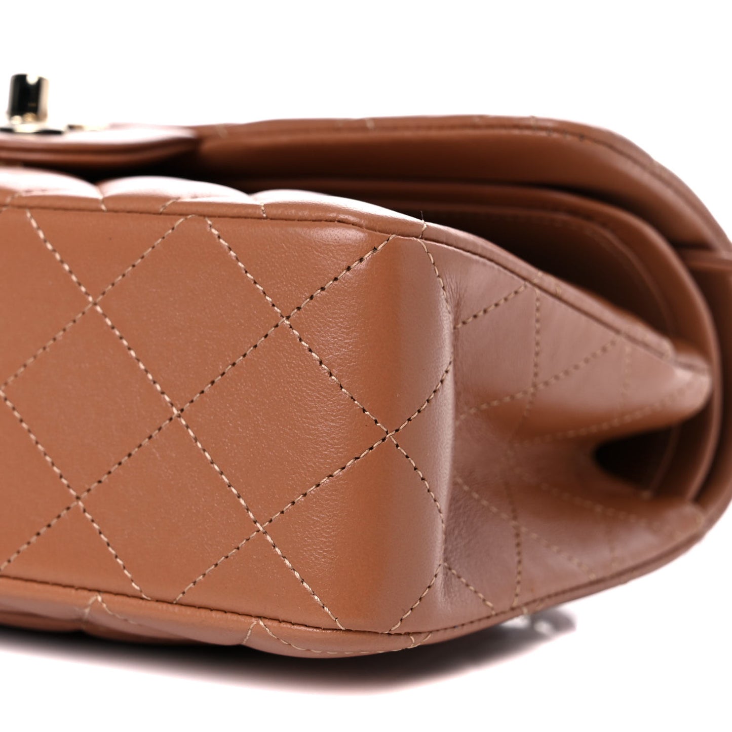 Lambskin Quilted Small Double Flap Brown