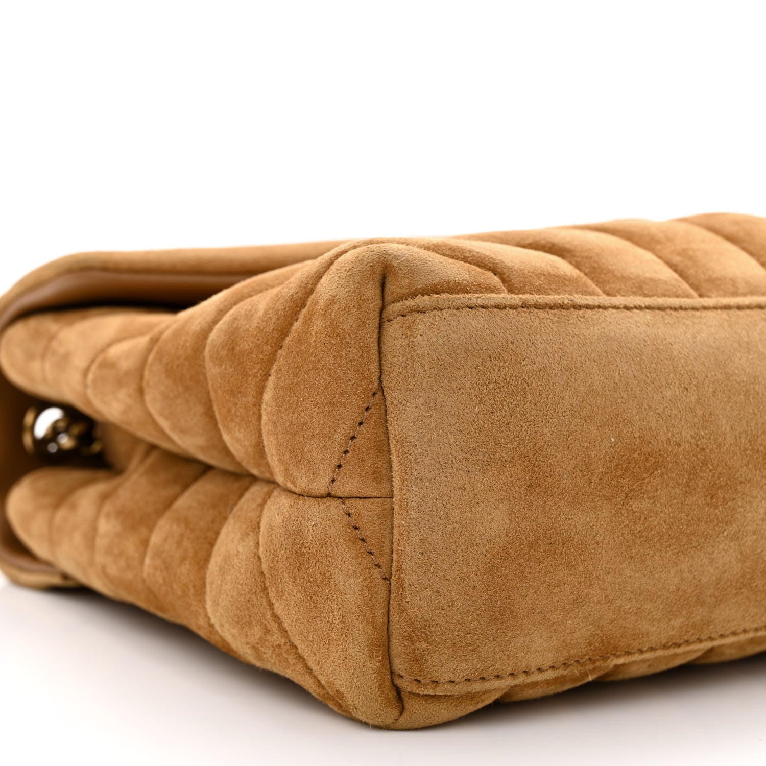 Saint Laurent Suede Calfskin Y Quilted Monogram Small Loulou Chain Satchel Cinnamon 9 of 13