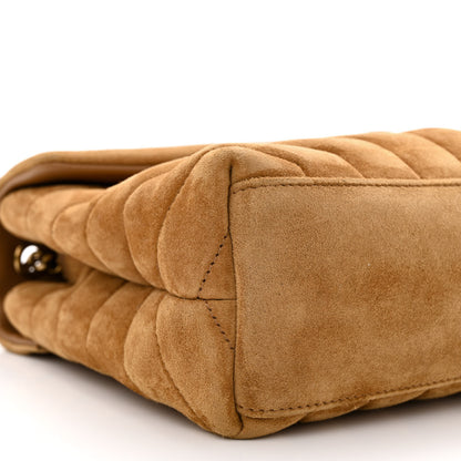 Saint Laurent Suede Calfskin Y Quilted Monogram Small Loulou Chain Satchel Cinnamon 9 of 13