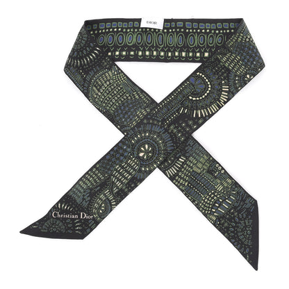 Christian Dior Silk Animals Mitzah Scarf Green 1 of 2