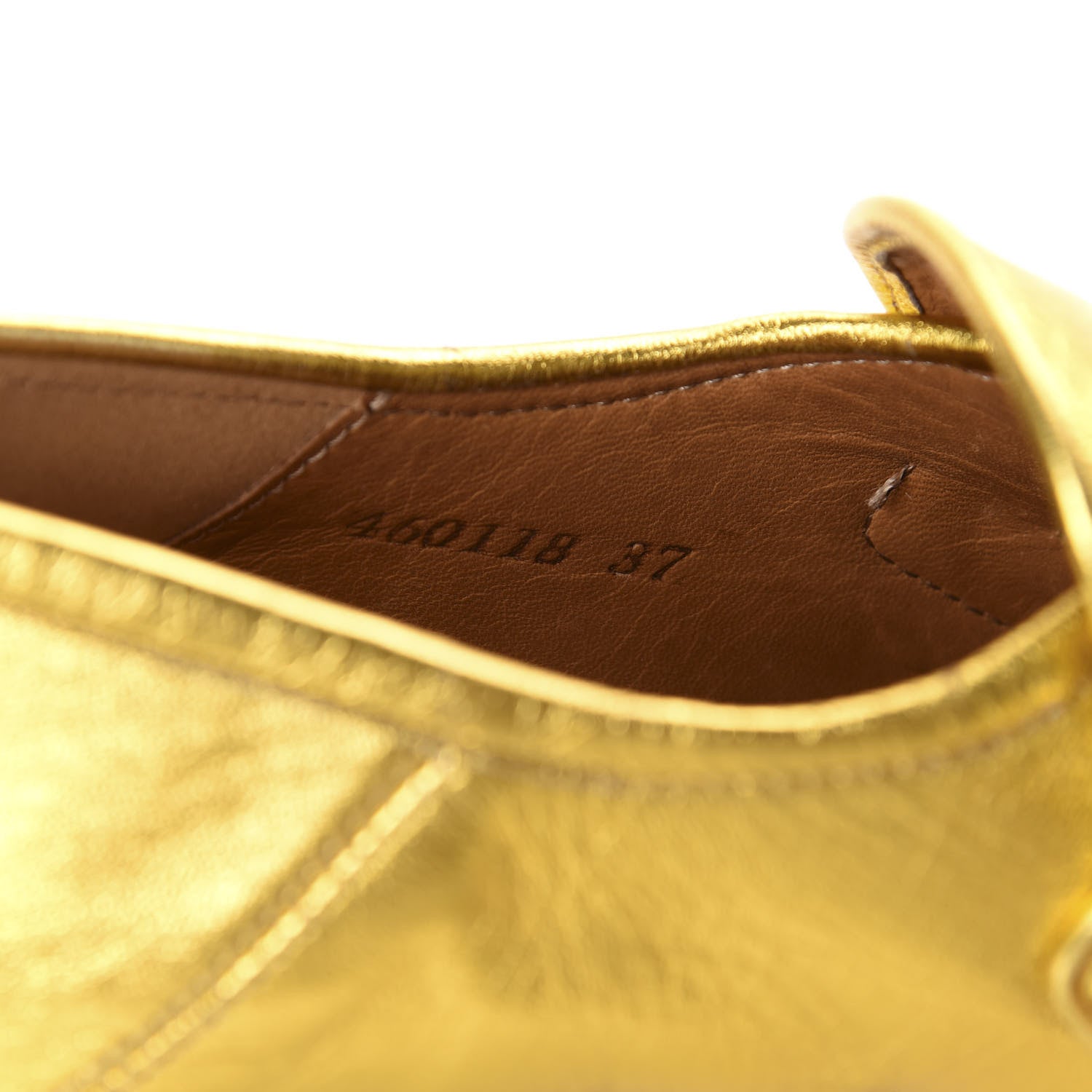 Gucci Metallic Malaga Kid Horsebit Loafer Pumps 37 Gold 11 of 11