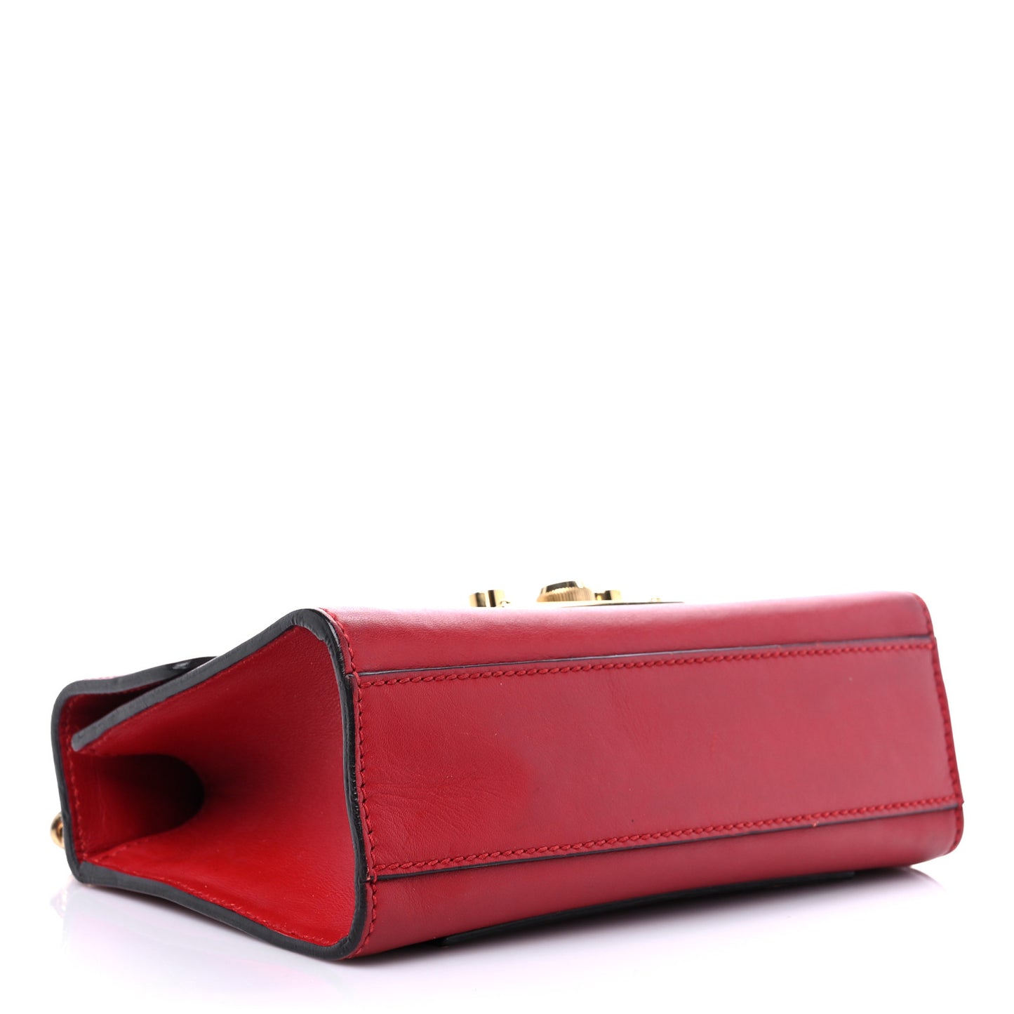 Calfskin Small Padlock Shoulder Bag Hibiscus Red