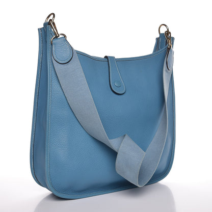 Hermes Taurillon Clemence Evelyne PM Blue Jean 3 of 13