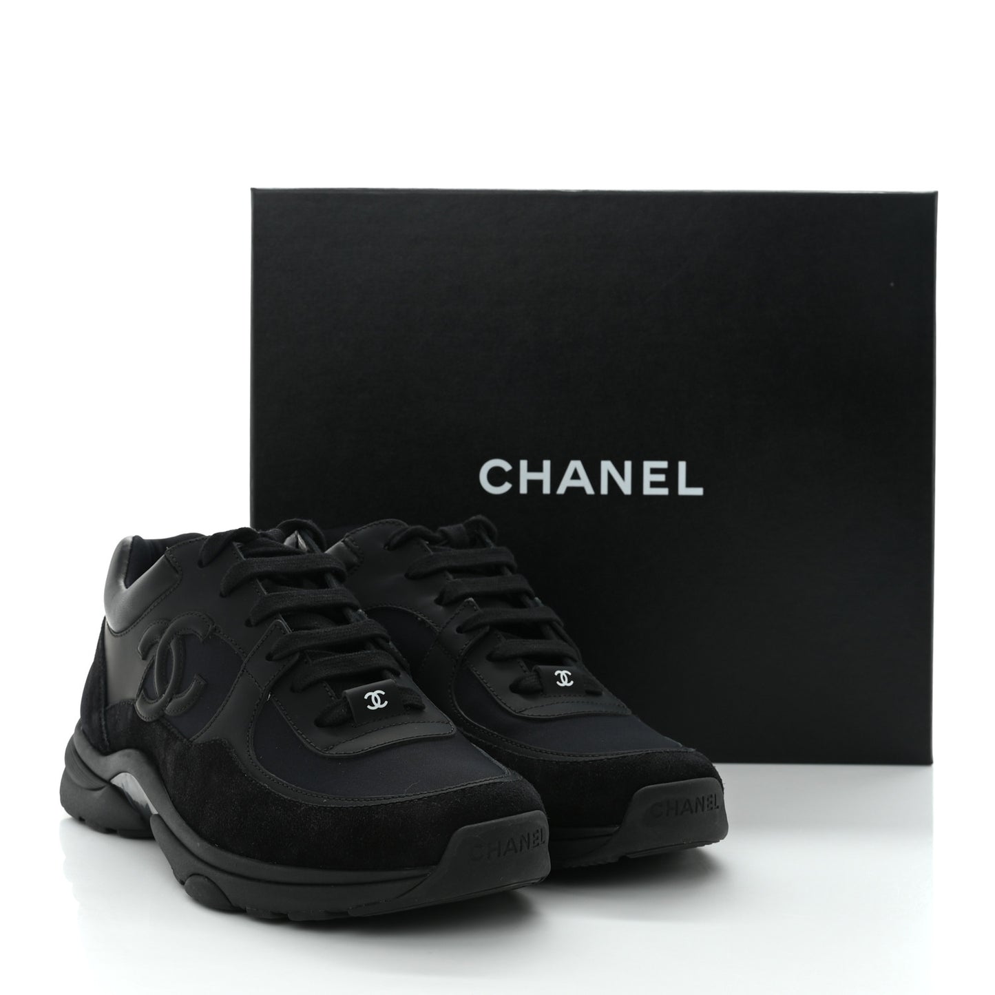 Toile Suede Calfskin CC Sneakers 38 Black