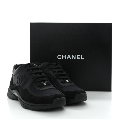 Chanel Toile Suede Calfskin CC Sneakers 38 Black 9 of 9