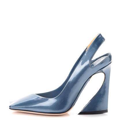Christian Dior Patent Slingback Pumps 34 Blue 1 of 17