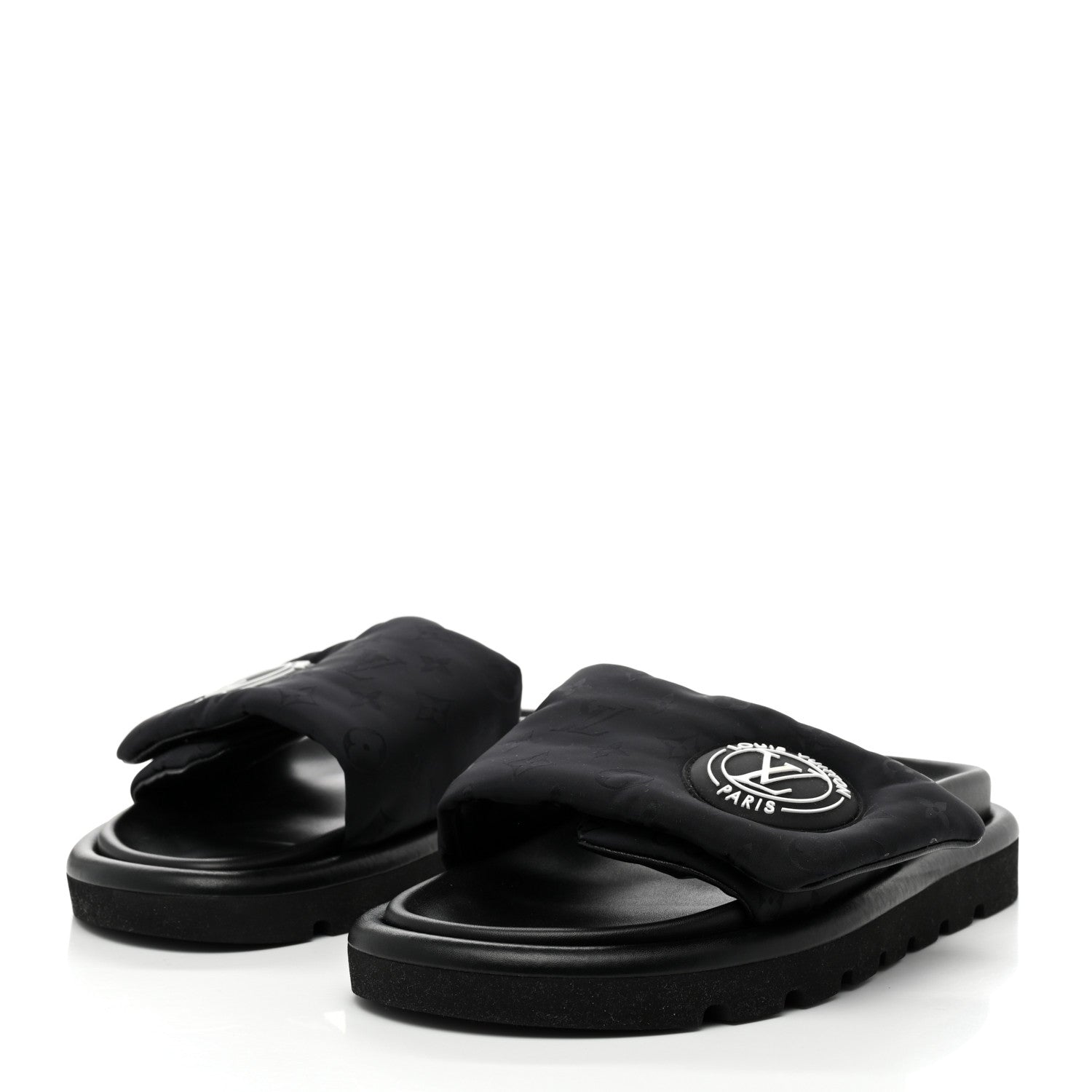 Louis Vuitton Nylon Monogram Womens Pool Pillow Comfort Mules 37 Black 3 of 9
