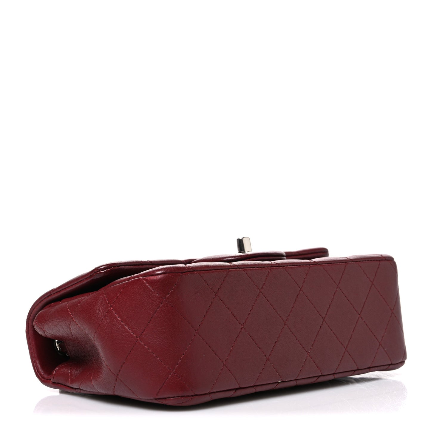 Lambskin Quilted Mini Rectangular Flap Burgundy