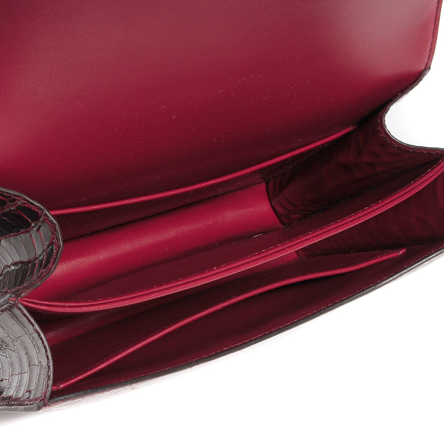 Hermes Shiny Alligator Lizard Marquette Constance 18 Bourgogne Rouge Moyen 5 of 9