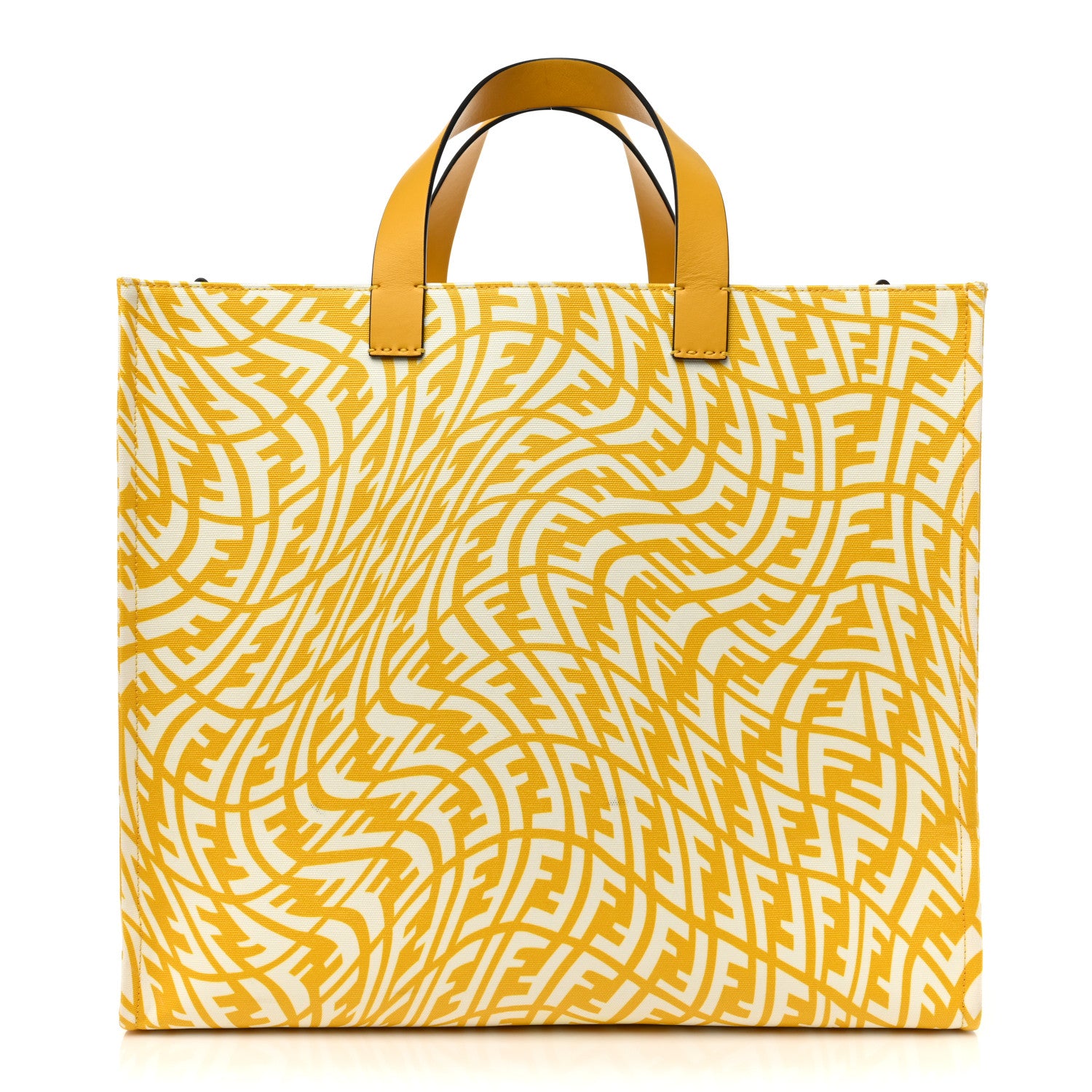 Fendi X SARAH COLEMAN Glazed Canvas Vitello King FF Vertigo Shopping Tote Bag Mimosa White 1 of 20