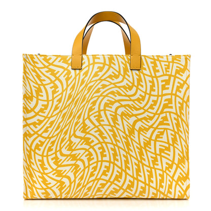 Fendi X SARAH COLEMAN Glazed Canvas Vitello King FF Vertigo Shopping Tote Bag Mimosa White 1 of 20