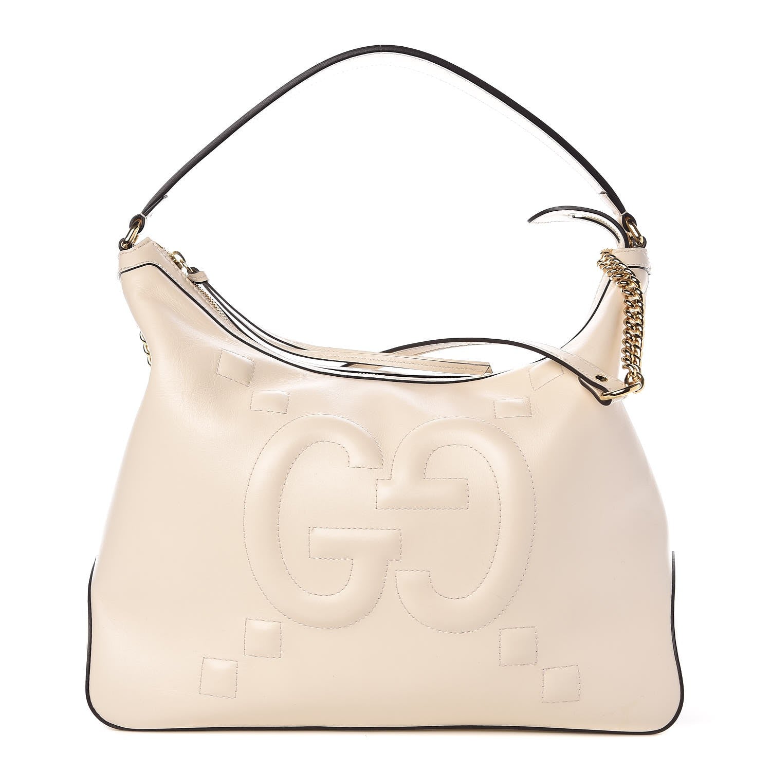 Gucci Apollo Calfskin GG Dadini Embroidered Large Hobo Mystic White 1 of 12