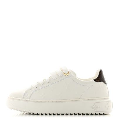 Louis Vuitton Lambskin Embossed Monogram Time Out Sneakers 36 White 1 of 8