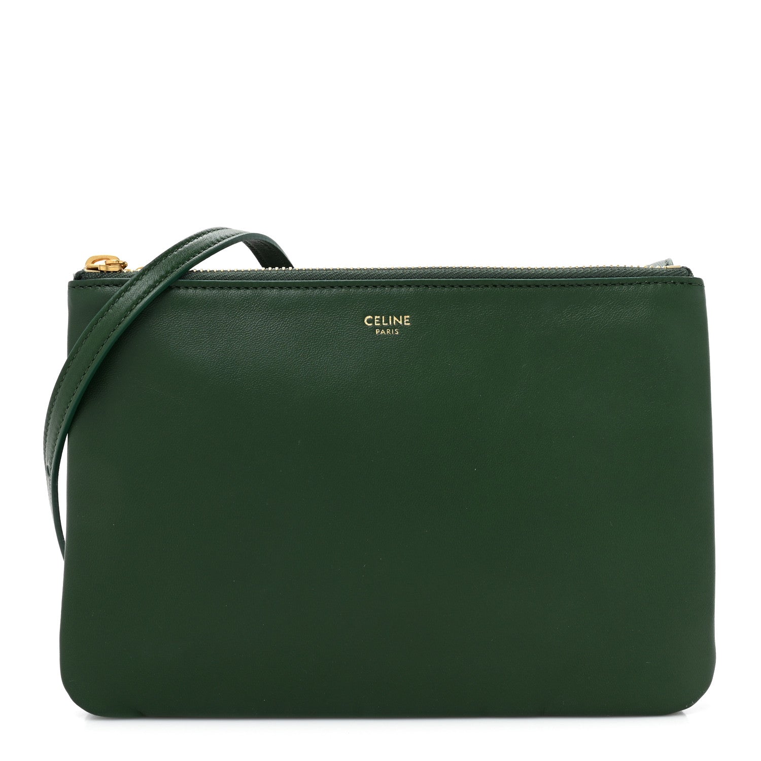 Celine Lambskin Large Trio Crossbody Bag Malachite 1 of 12