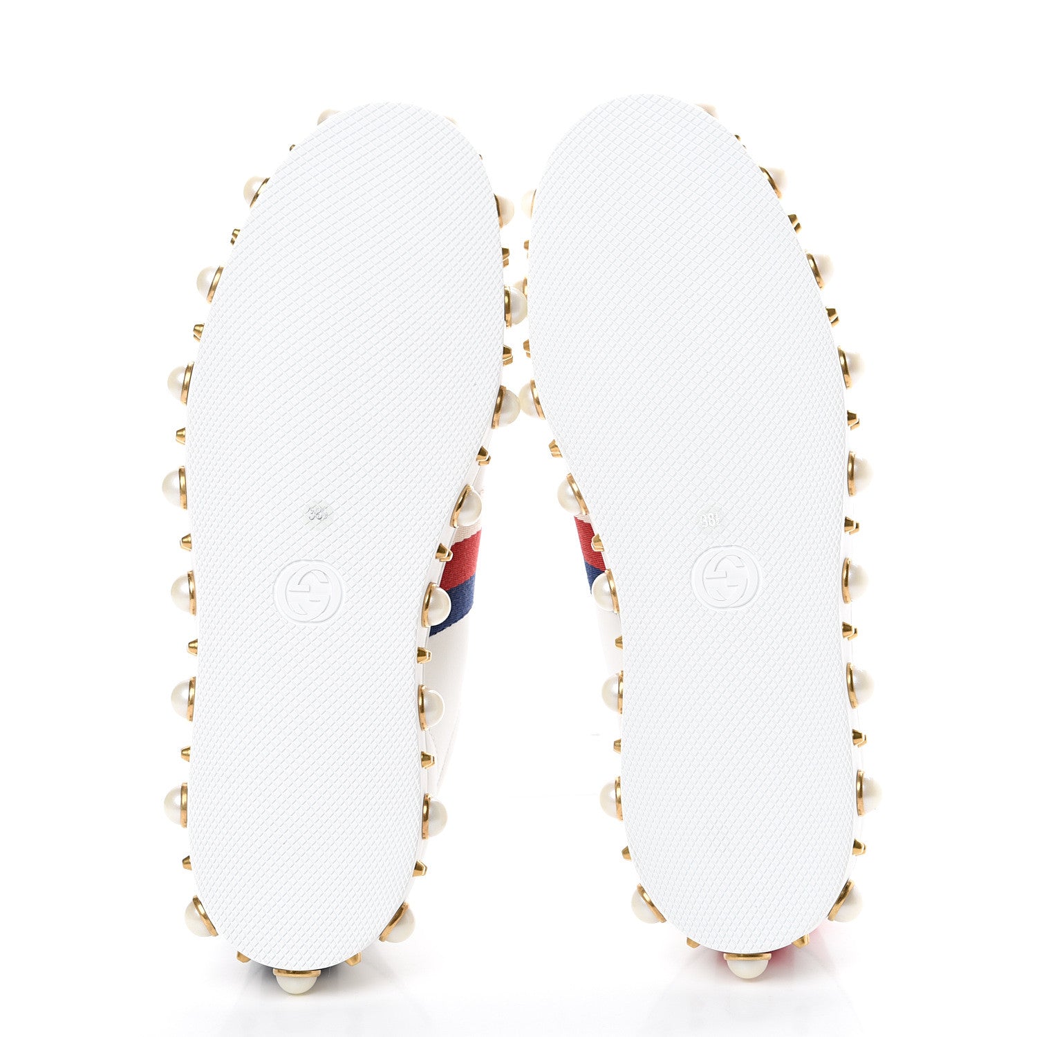 Gucci Calfskin Ayers Web Pearl Studded Womens Ace Sneakers 38.5 White 5 of 8