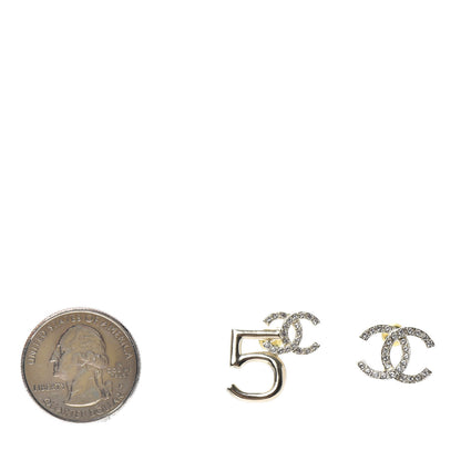Chanel Crystal CC No 5 Earrings Gold 2 of 4