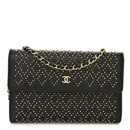Chanel Lambskin Studded Wallet on Removable Chain Black 1 of 11